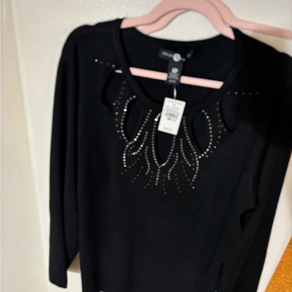 Ashley Stewart Black Studded Long Sleeve Sweater - Picture 4 of 11